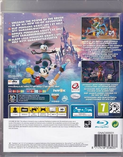 Epic Mickey 2 the Power of Two - PS3 (B Grade) (Genbrug)